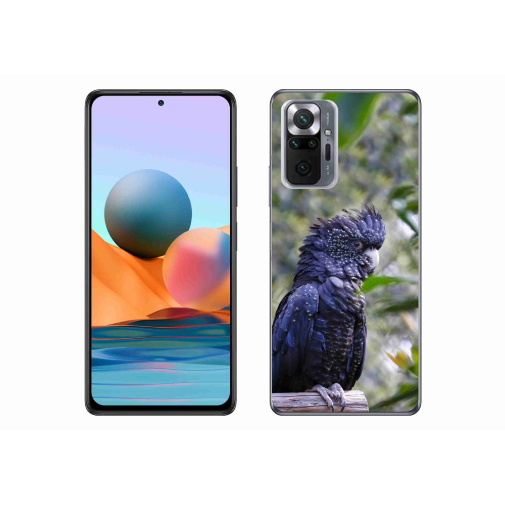 Gelový kryt mmCase na Xiaomi Redmi Note 10 Pro - papoušek kakadu černý