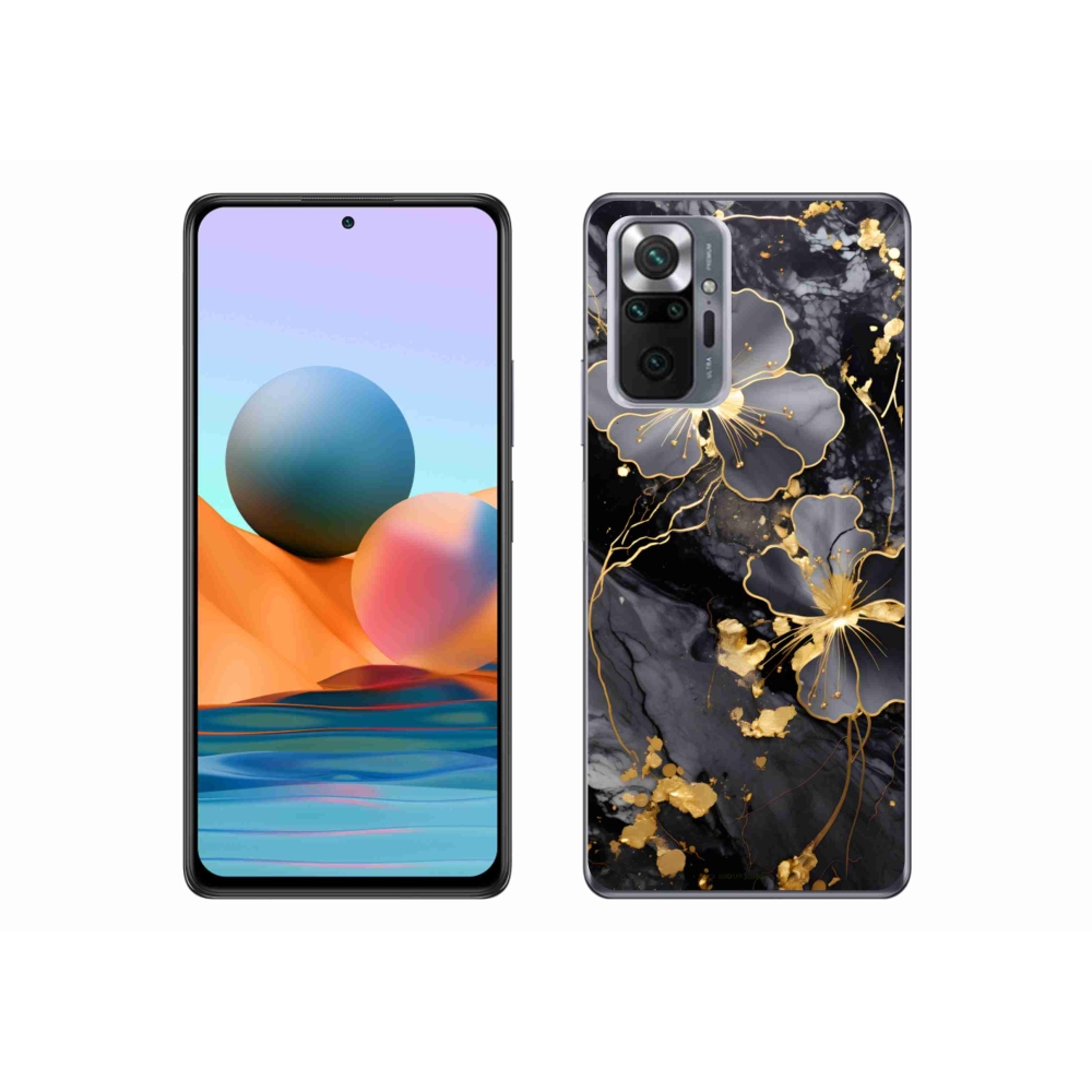 Gelový kryt mmCase na Xiaomi Redmi Note 10 Pro - zlaté květy