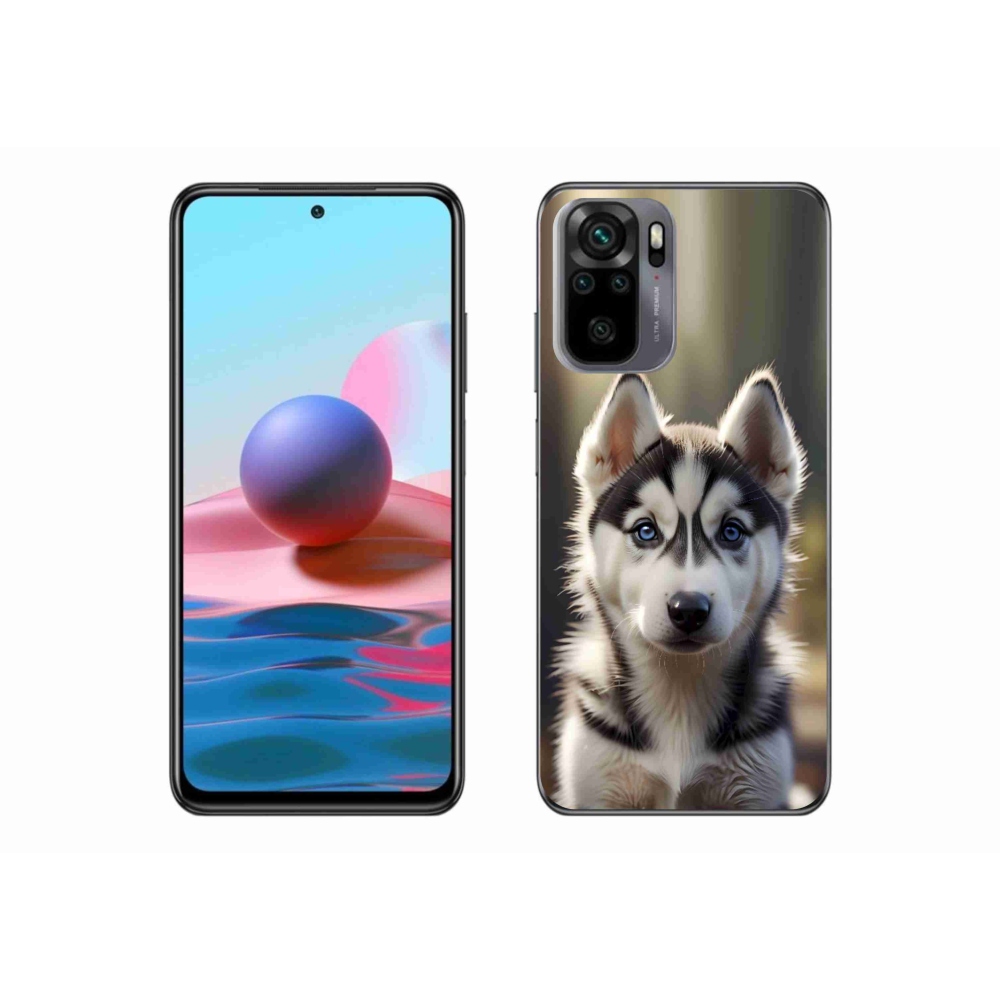 Gelový kryt mmCase na Xiaomi Redmi Note 10 - roztomilý sibiřský husky