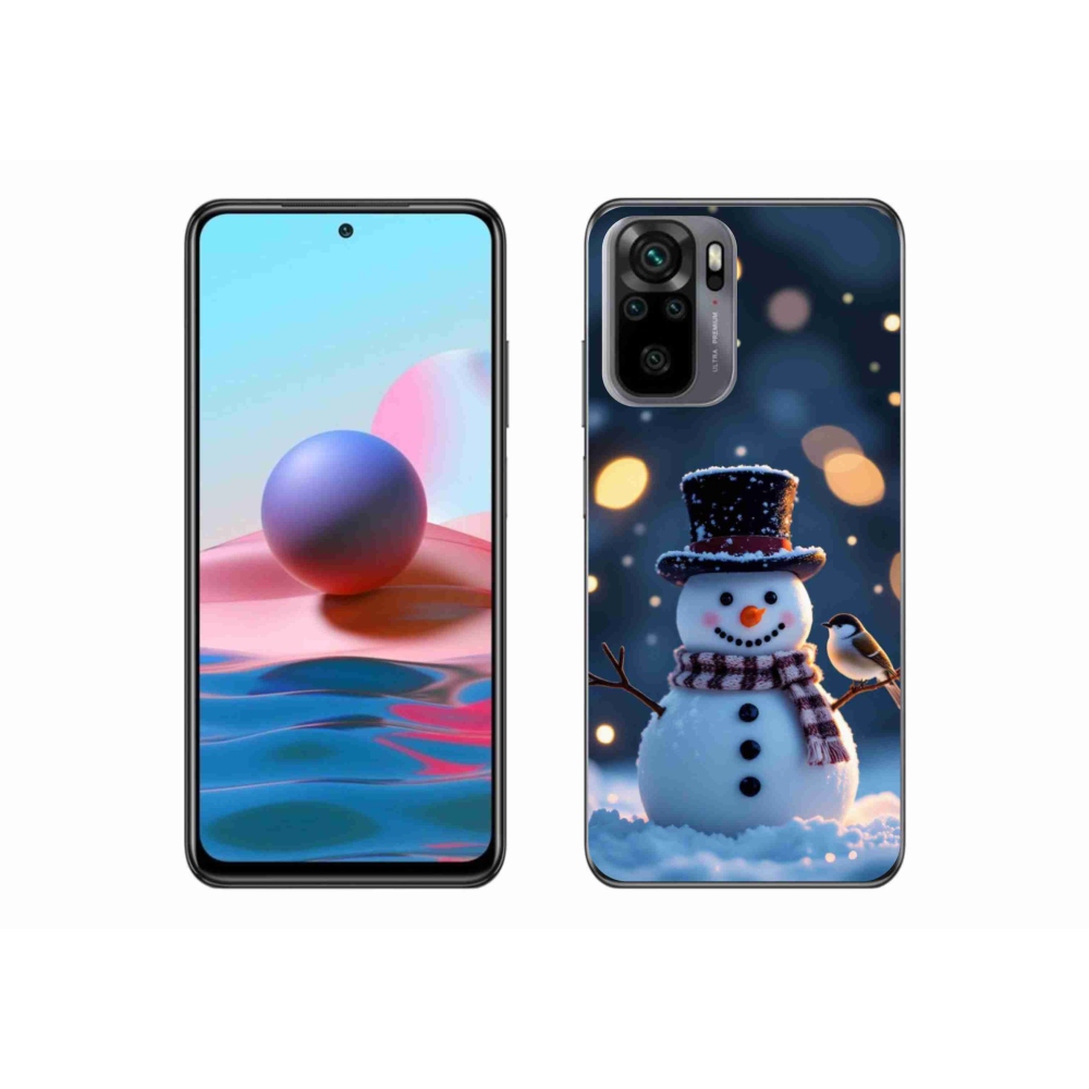Gelový kryt mmCase na Xiaomi Redmi Note 10 - vánoční sněhulák