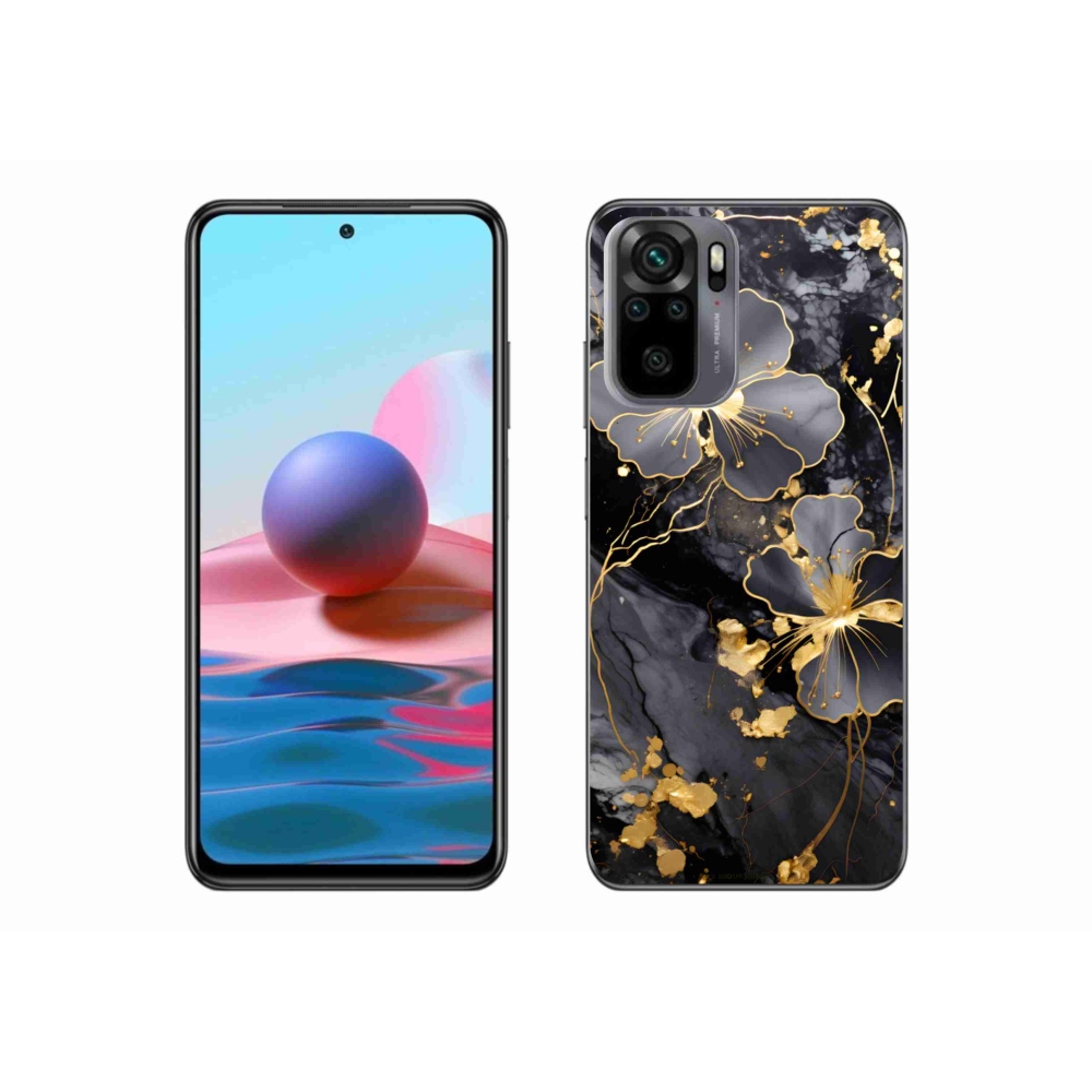 Gelový kryt mmCase na Xiaomi Redmi Note 10 - zlaté květy