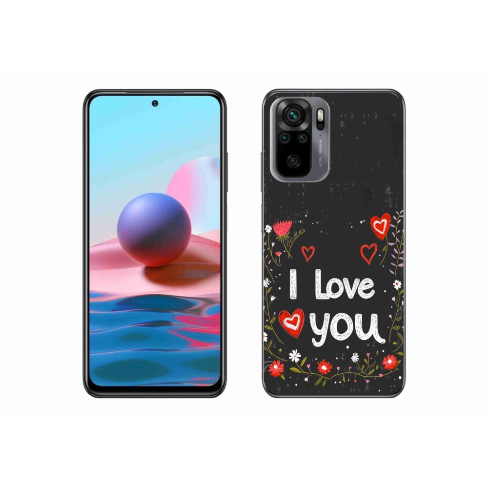 Gelový kryt mmCase na Xiaomi Redmi Note 10S - I love you černé pozadí