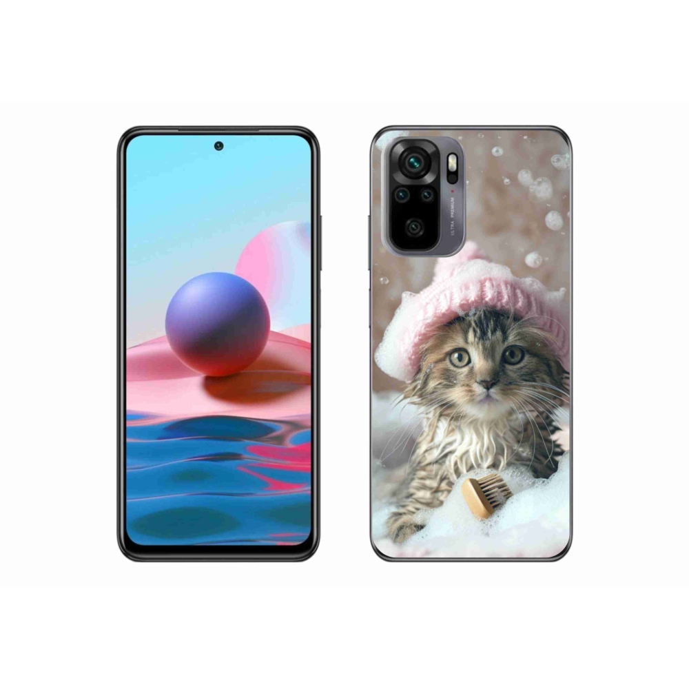 Gelový kryt mmCase na Xiaomi Redmi Note 10S - kotě a koupel