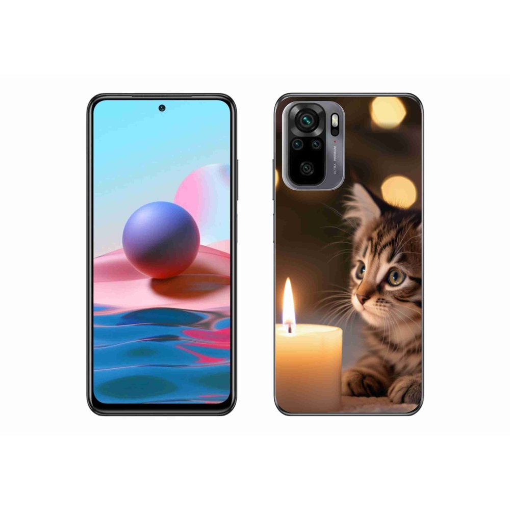 Gelový kryt mmCase na Xiaomi Redmi Note 10S - kotě a svíčka