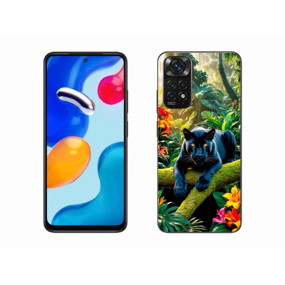 Gelový kryt mmCase na Xiaomi Redmi Note 11 4G - černý panter v džungli