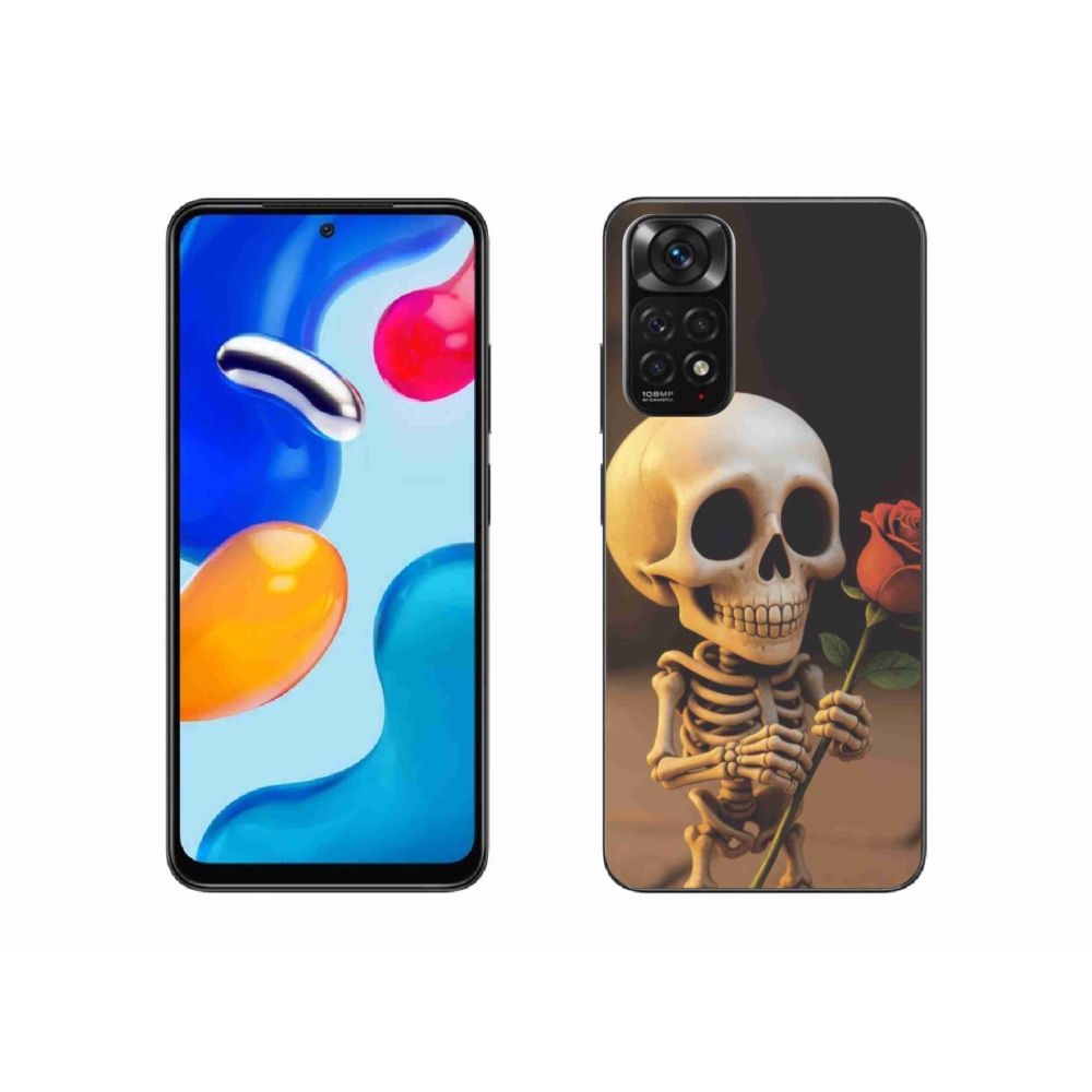 Gelový kryt mmCase na Xiaomi Redmi Note 11 4G - kostlivec s růží