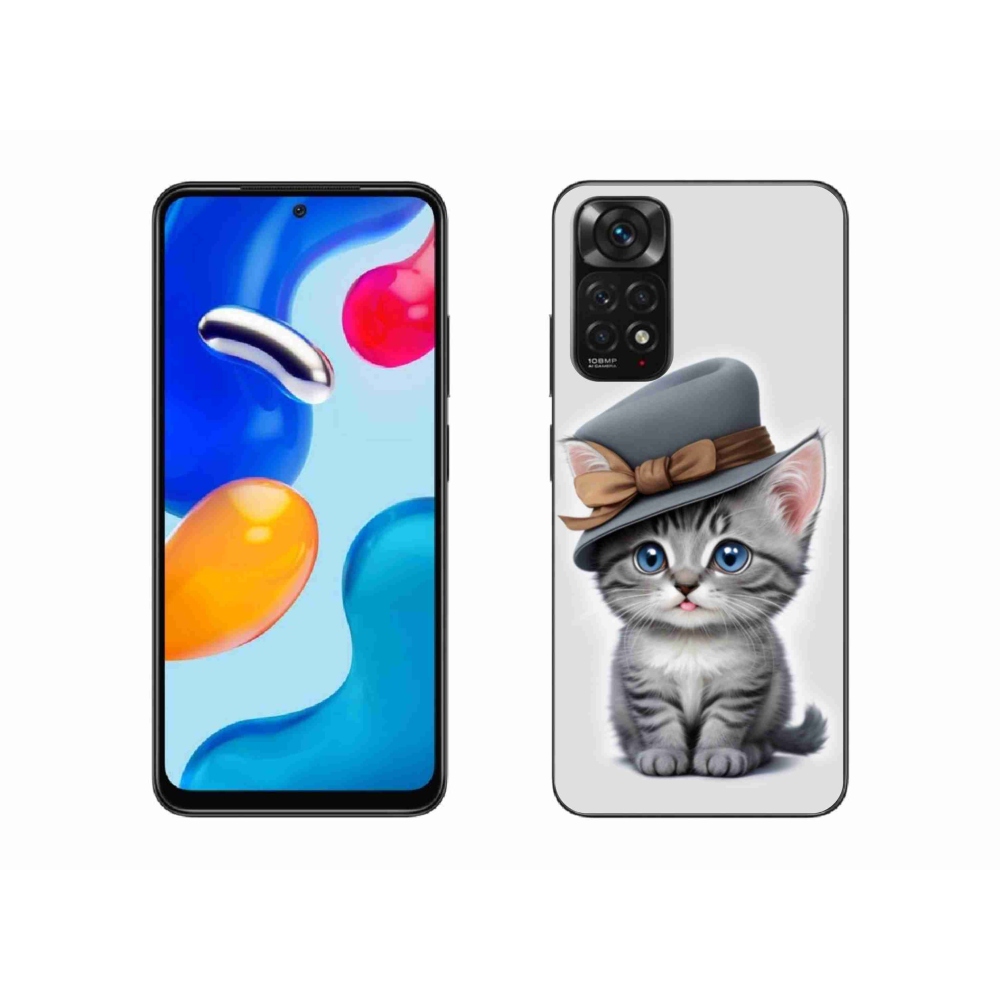 Gelový kryt mmCase na Xiaomi Redmi Note 11 4G - kotě s kloboukem