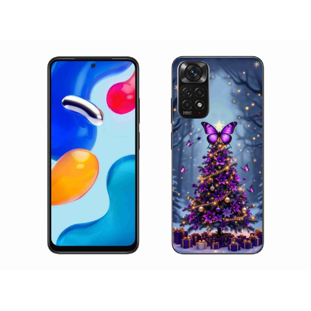 Gelový kryt mmCase na Xiaomi Redmi Note 11 4G - motýlí vánoční stromek
