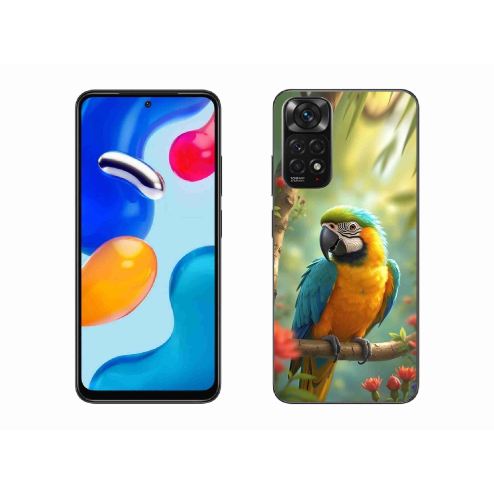 Gelový kryt mmCase na Xiaomi Redmi Note 11 4G - papoušek ara modrožlutá