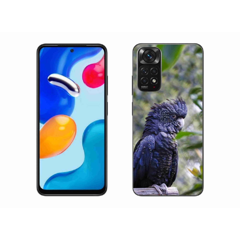 Gelový kryt mmCase na Xiaomi Redmi Note 11 4G - papoušek kakadu černý