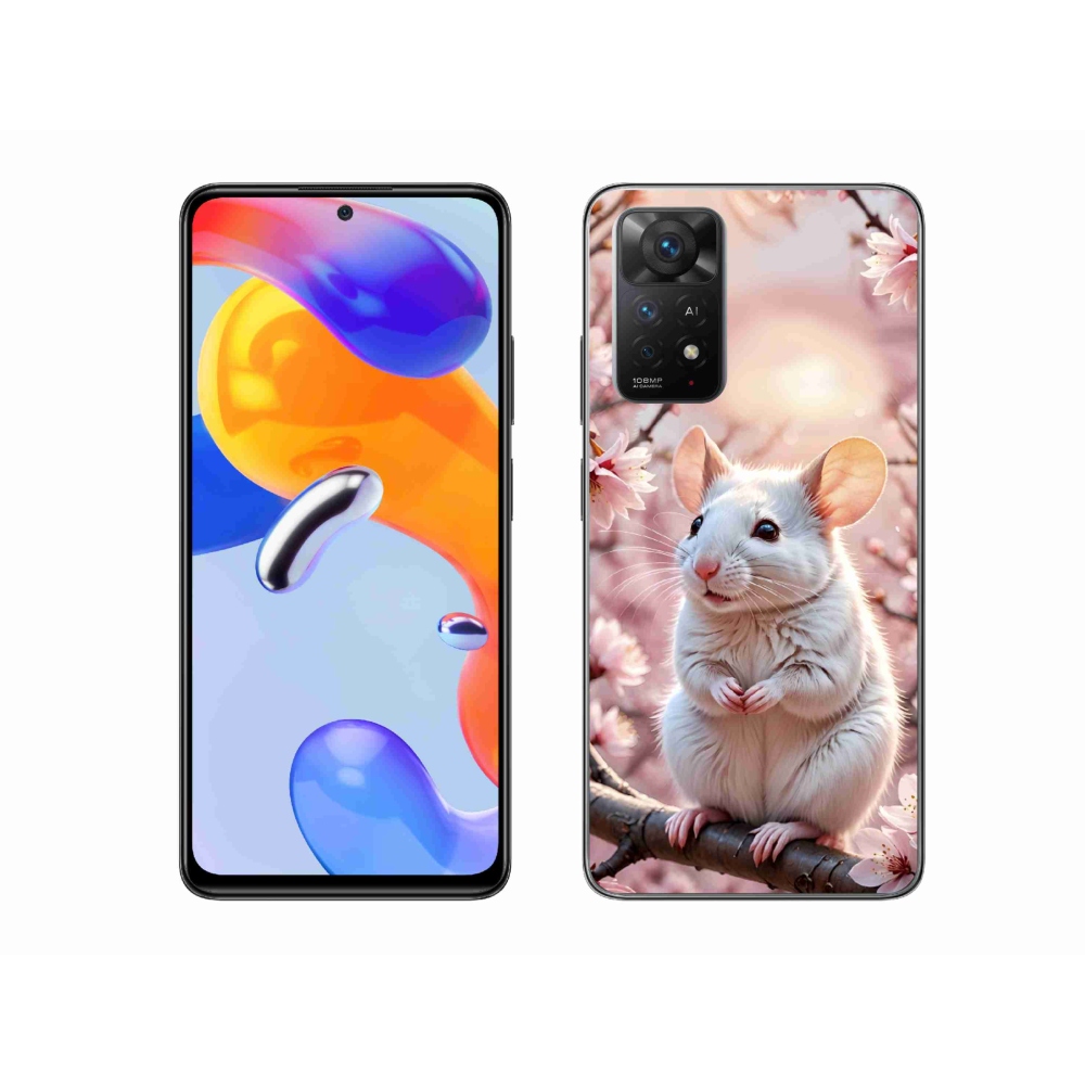 Gelový kryt mmCase na Xiaomi Redmi Note 11 Pro 4G/5G - bílá myš na větvi