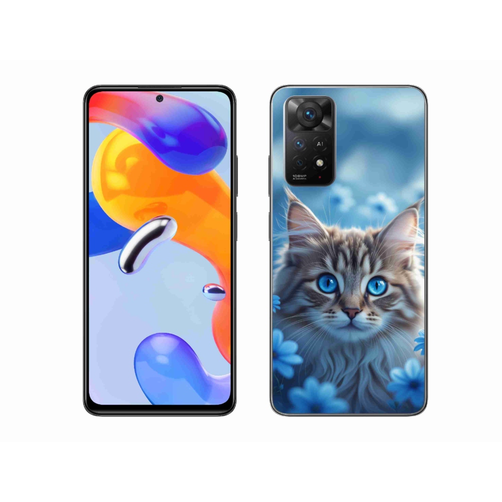 Gelový kryt mmCase na Xiaomi Redmi Note 11 Pro 4G/5G - koťátko v modrých květech