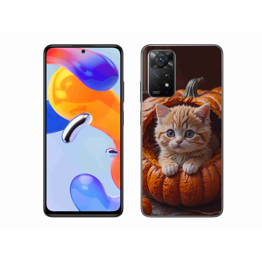 Gelový kryt mmCase na Xiaomi Redmi Note 11 Pro 4G/5G - kotě a dýně 2