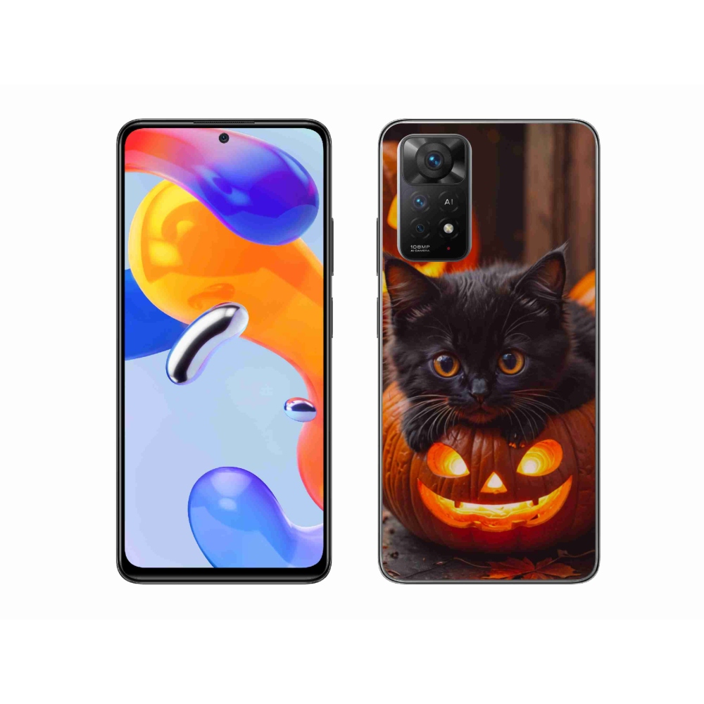 Gelový kryt mmCase na Xiaomi Redmi Note 11 Pro 4G/5G - kotě a dýně