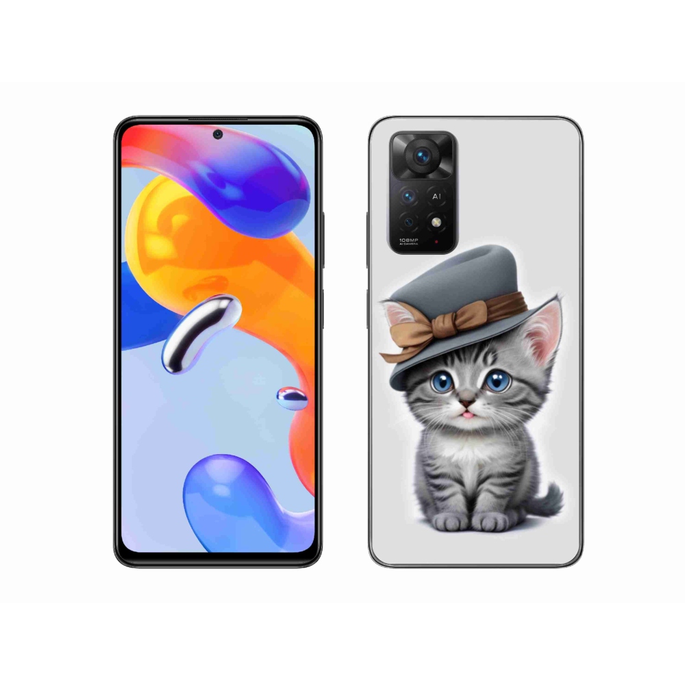 Gelový kryt mmCase na Xiaomi Redmi Note 11 Pro 4G/5G - kotě s kloboukem
