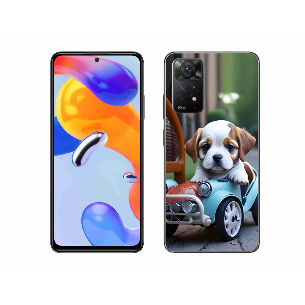 Gelový kryt mmCase na Xiaomi Redmi Note 11 Pro 4G/5G - štěně v retro autě