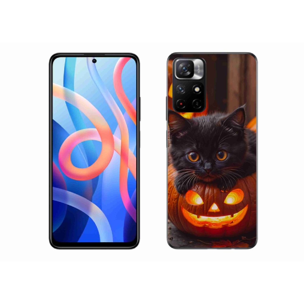 Gelový kryt mmCase na Xiaomi Redmi Note 11S 5G - kotě a dýně
