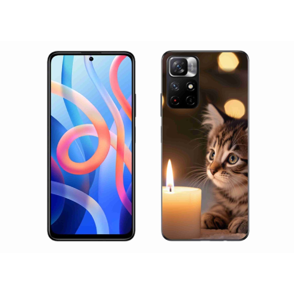 Gelový kryt mmCase na Xiaomi Redmi Note 11S 5G - kotě a svíčka