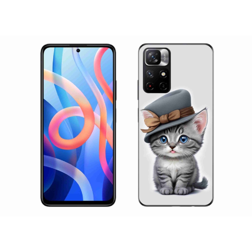 Gelový kryt mmCase na Xiaomi Redmi Note 11S 5G - kotě s kloboukem