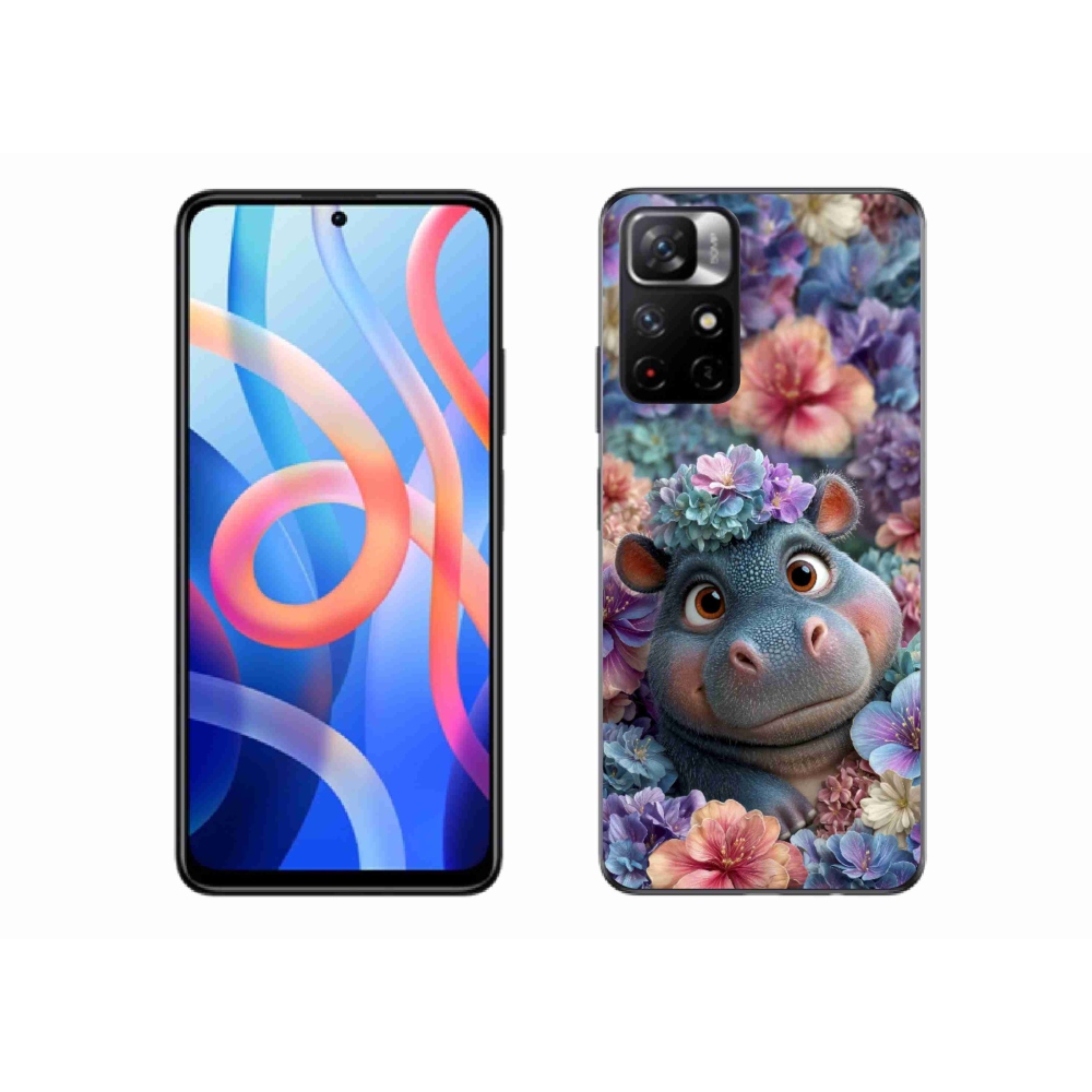 Gelový kryt mmCase na Xiaomi Redmi Note 11S 5G/Poco M4 Pro 5G - hrošík v květinách
