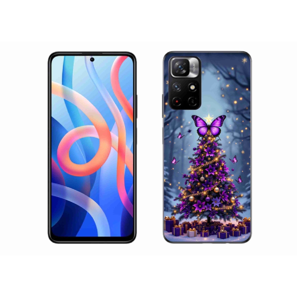 Gelový kryt mmCase na Xiaomi Redmi Note 11S 5G/Poco M4 Pro 5G - motýlí vánoční stromek
