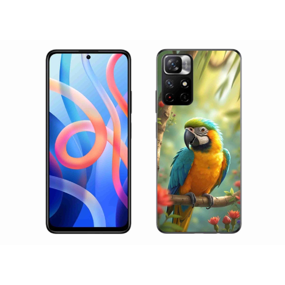 Gelový kryt mmCase na Xiaomi Redmi Note 11S 5G/Poco M4 Pro 5G - papoušek ara modrožlutá