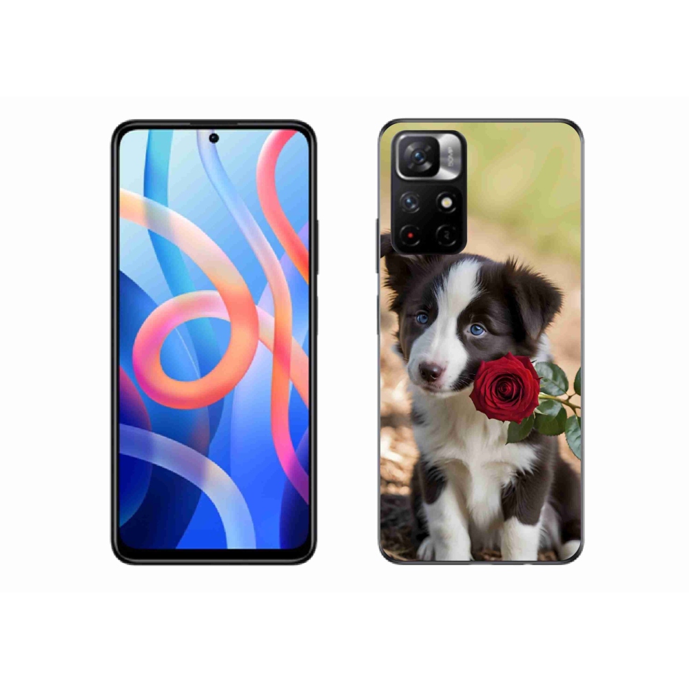 Gelový kryt mmCase na Xiaomi Redmi Note 11S 5G/Poco M4 Pro 5G - roztomilá border kolie s růží