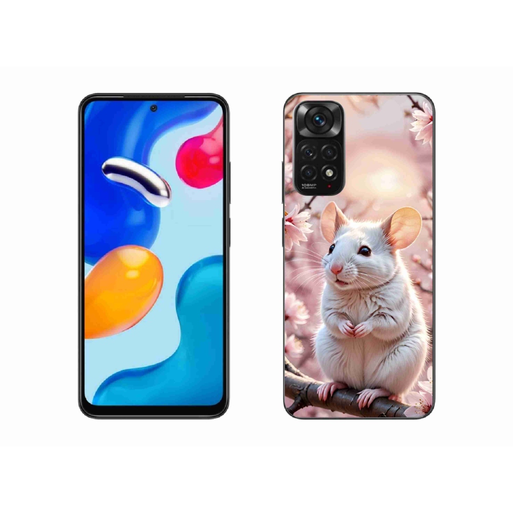 Gelový kryt mmCase na Xiaomi Redmi Note 11S - bílá myš na větvi