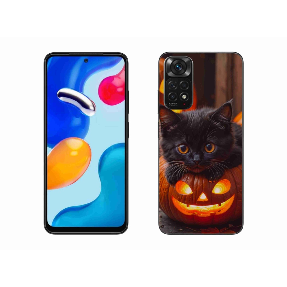 Gelový kryt mmCase na Xiaomi Redmi Note 11S - kotě a dýně