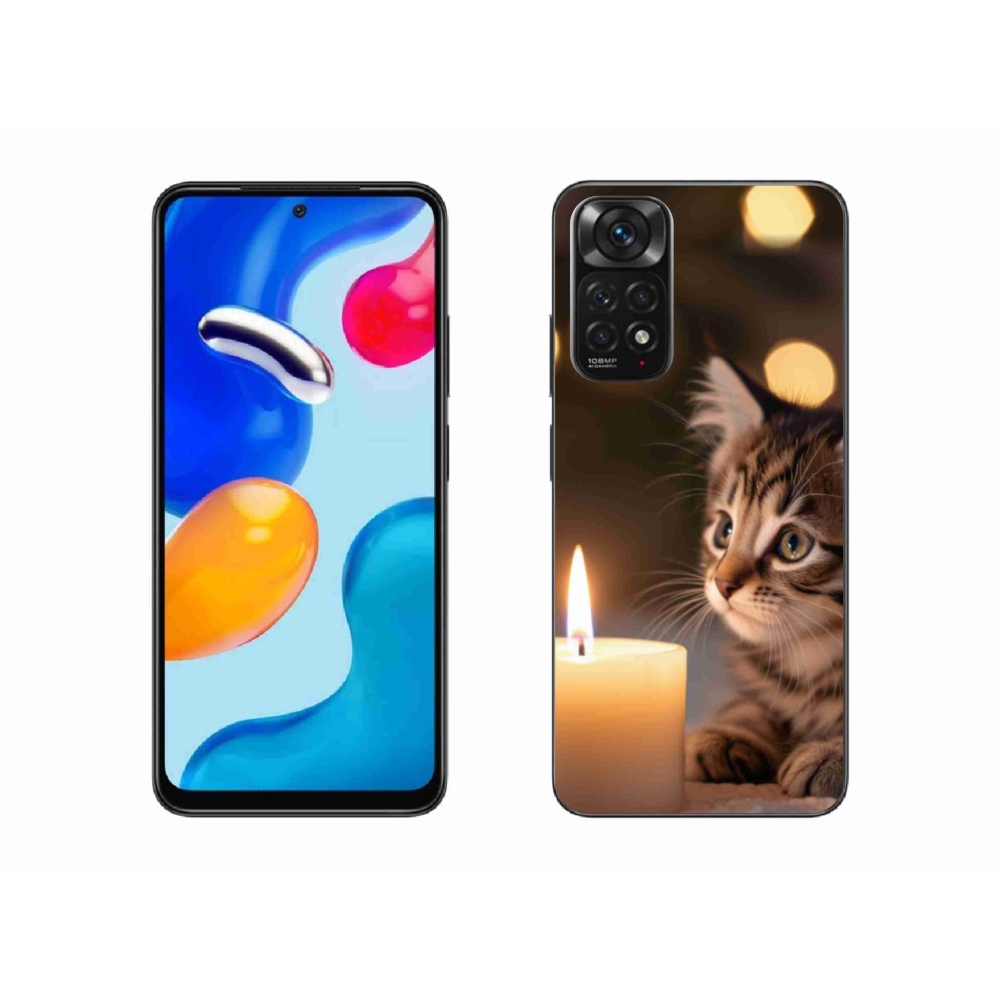 Gelový kryt mmCase na Xiaomi Redmi Note 11S - kotě a svíčka