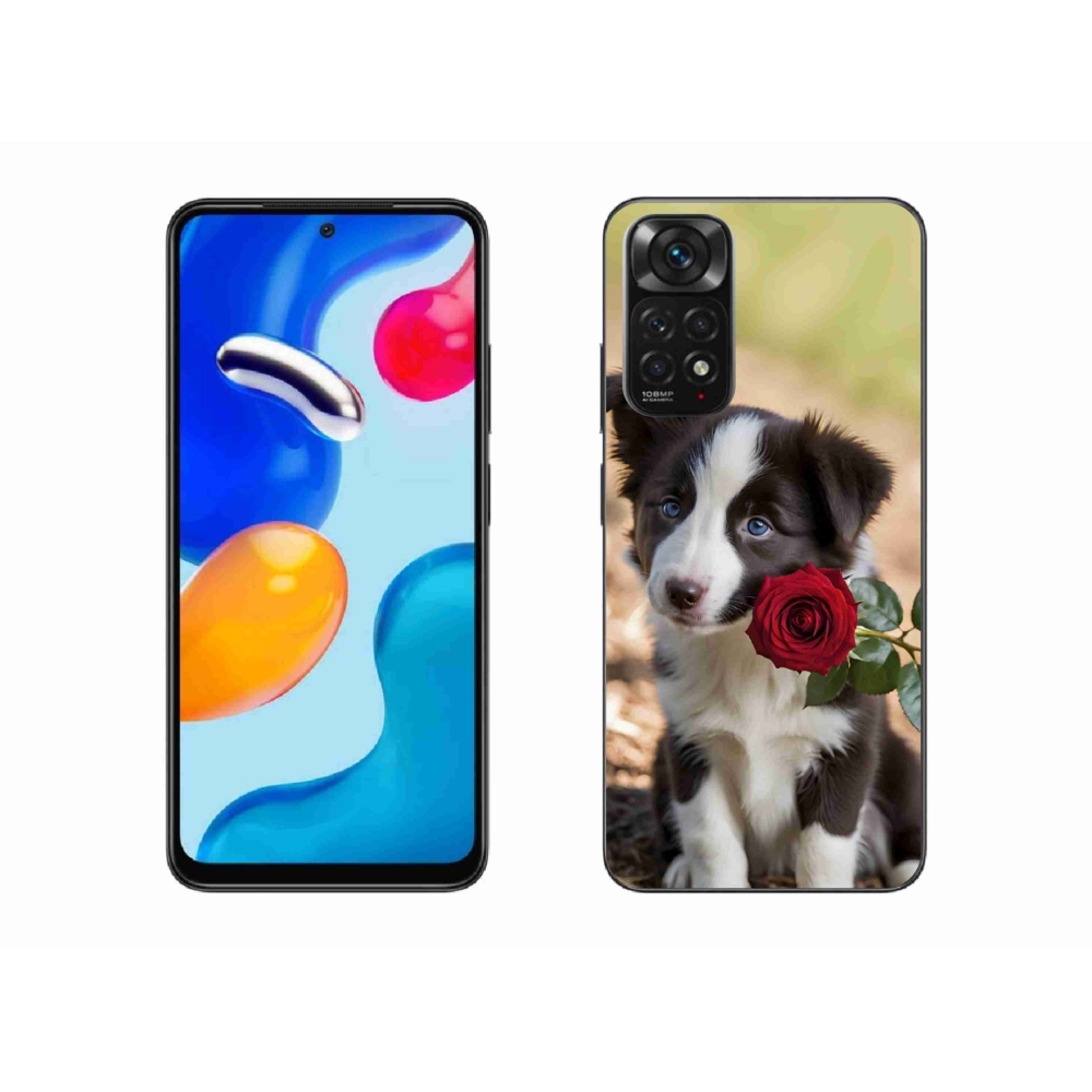 Gelový kryt mmCase na Xiaomi Redmi Note 11S - roztomilá border kolie s růží