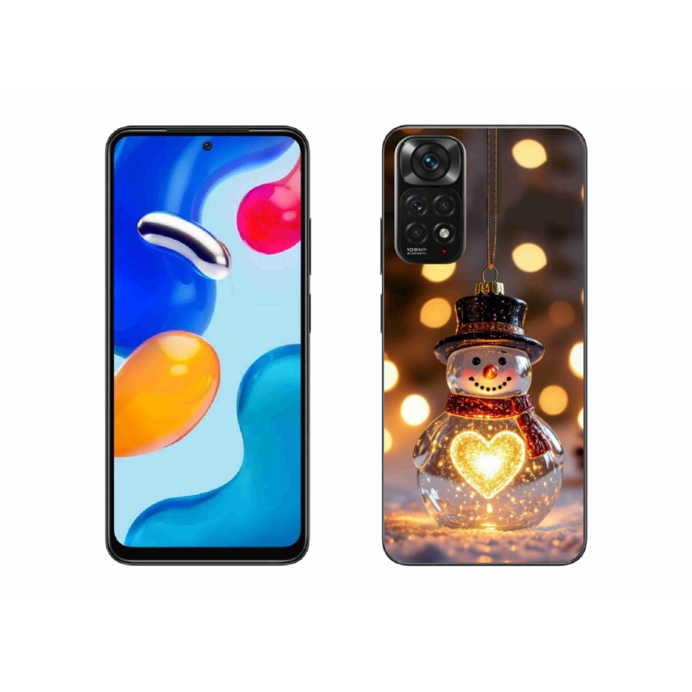 Gelový kryt mmCase na Xiaomi Redmi Note 11S - svítící vánoční sněhulák