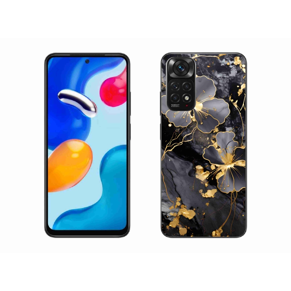 Gelový kryt mmCase na Xiaomi Redmi Note 11S - zlaté květy