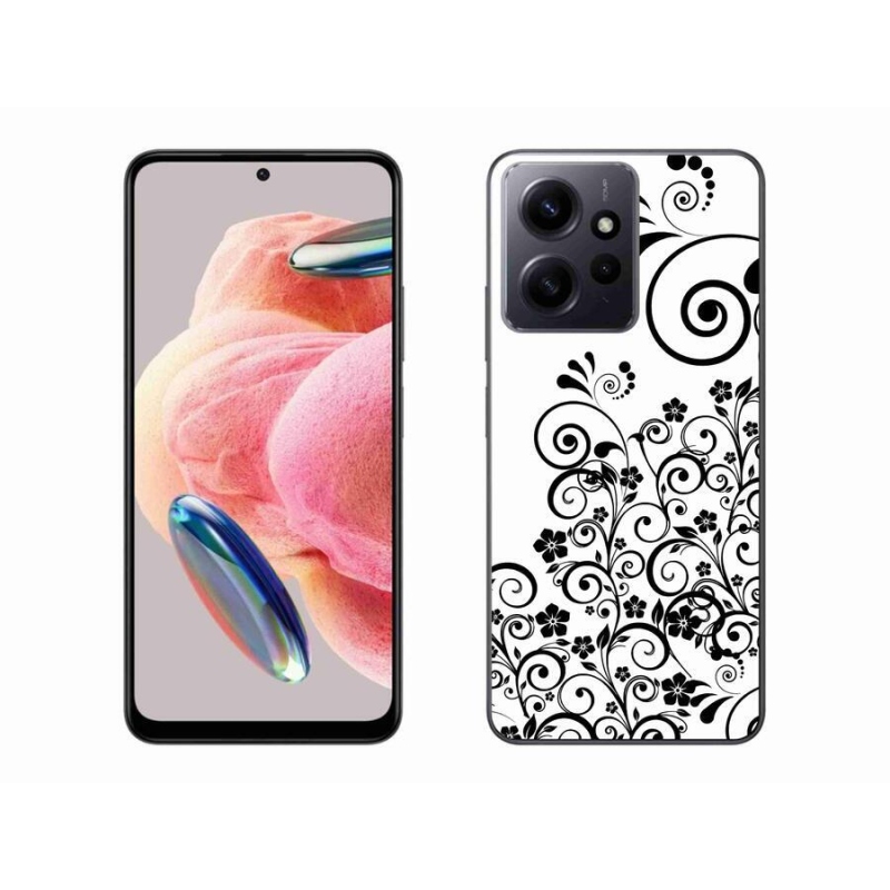 Gelový kryt mmCase na Xiaomi Redmi Note 12 4G - černobílé květinové vzory