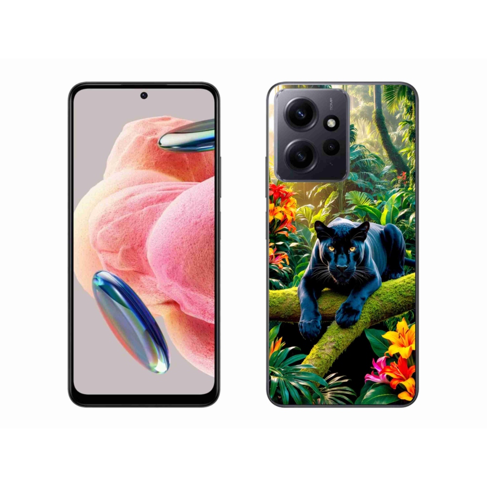 Gelový kryt mmCase na Xiaomi Redmi Note 12 4G - černý panter v džungli