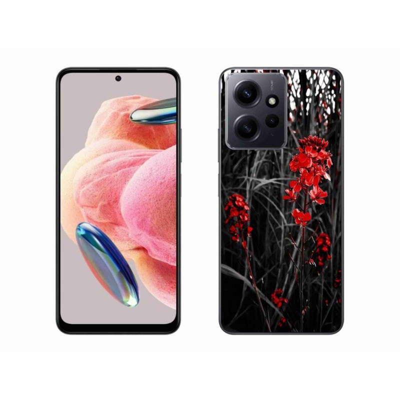 Gelový kryt mmCase na Xiaomi Redmi Note 12 4G - červená rostlina