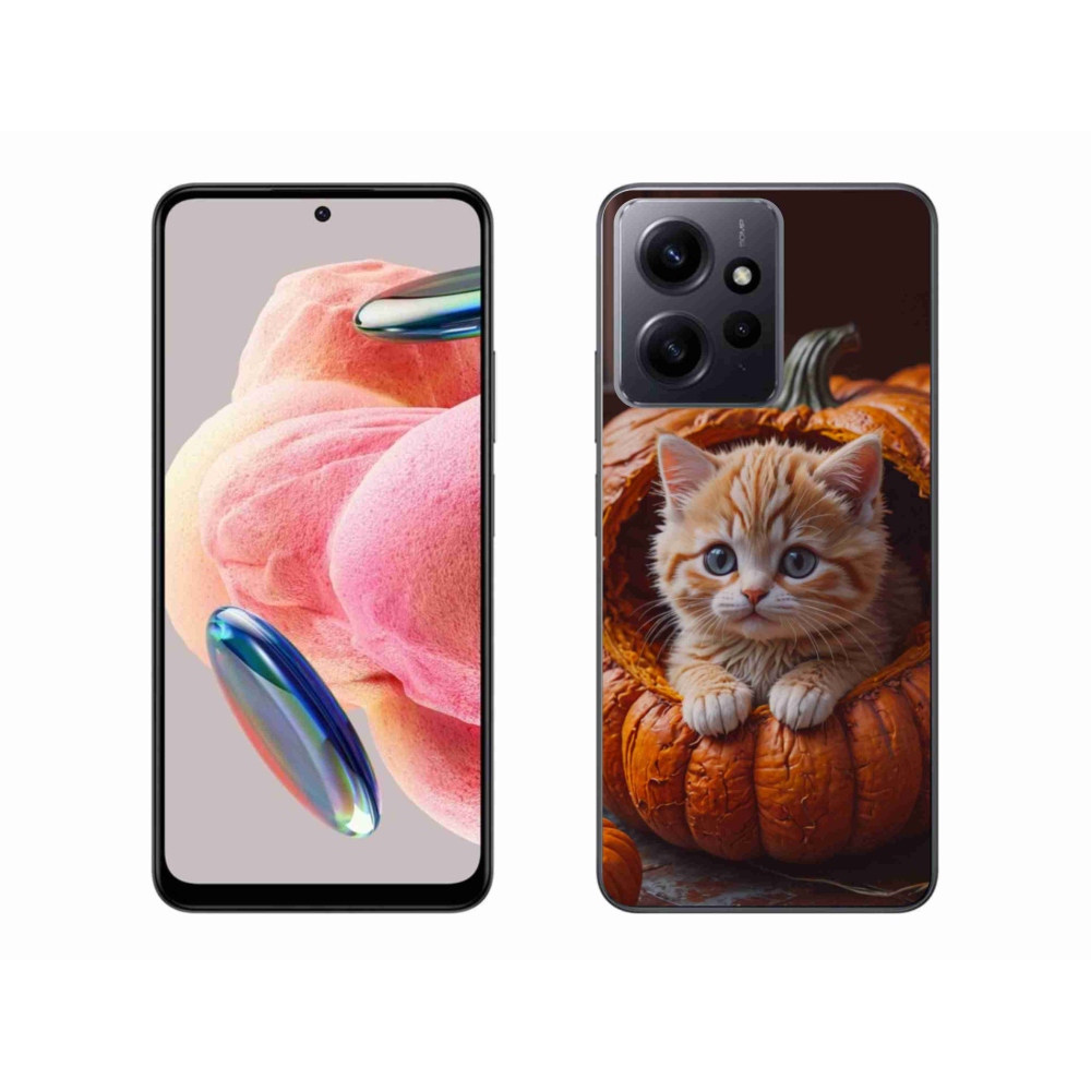 Gelový kryt mmCase na Xiaomi Redmi Note 12 4G - kotě a dýně 2