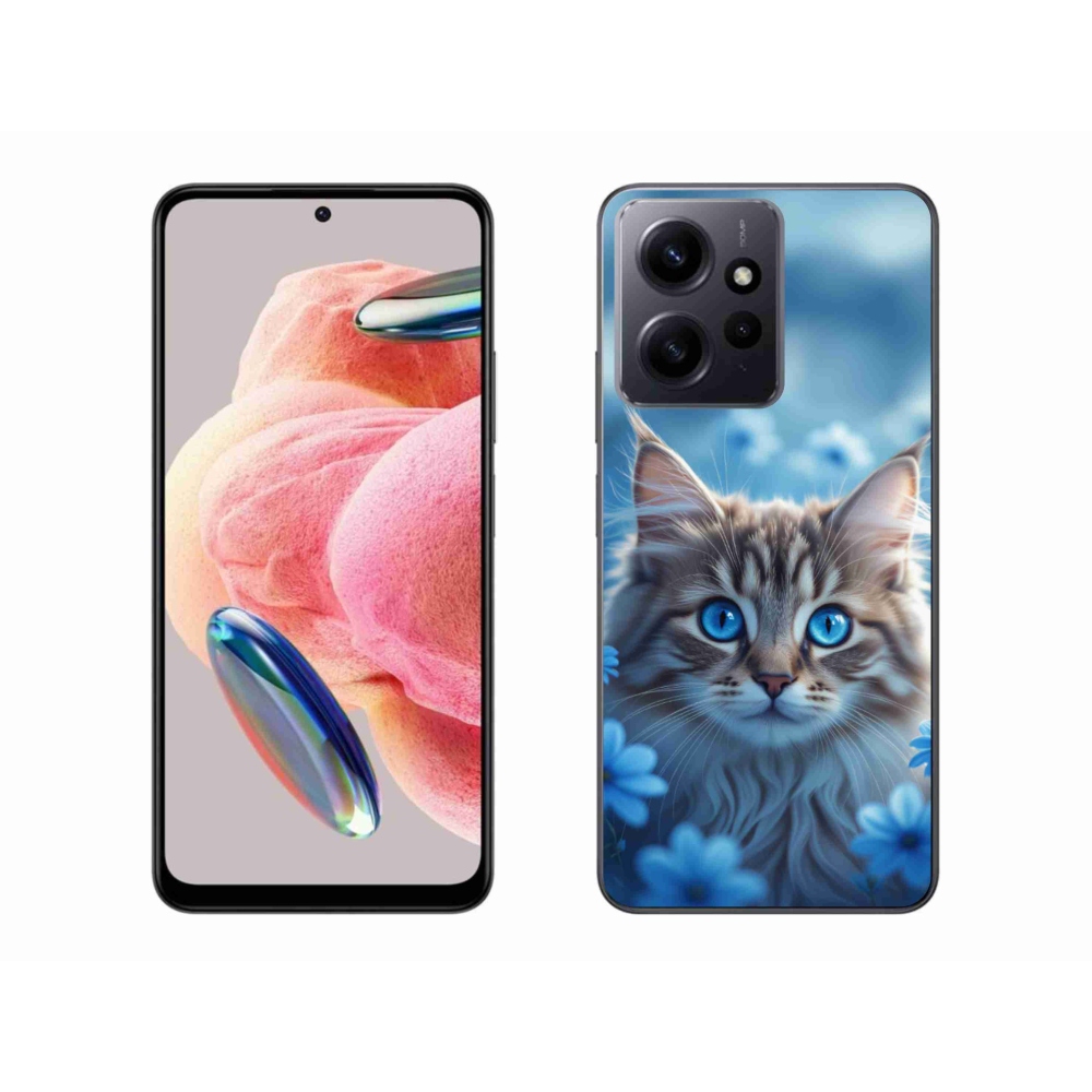 Gelový kryt mmCase na Xiaomi Redmi Note 12 - koťátko v modrých květech