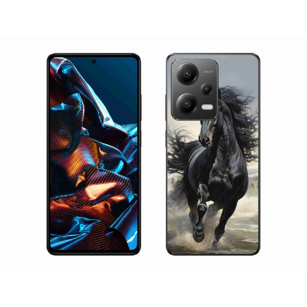 Gelový kryt mmCase na Xiaomi Redmi Note 12 Pro 5G - běžící černý kůň