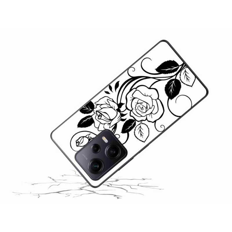 Gelový kryt mmCase na Xiaomi Redmi Note 12 Pro+ 5G - černobílá růže