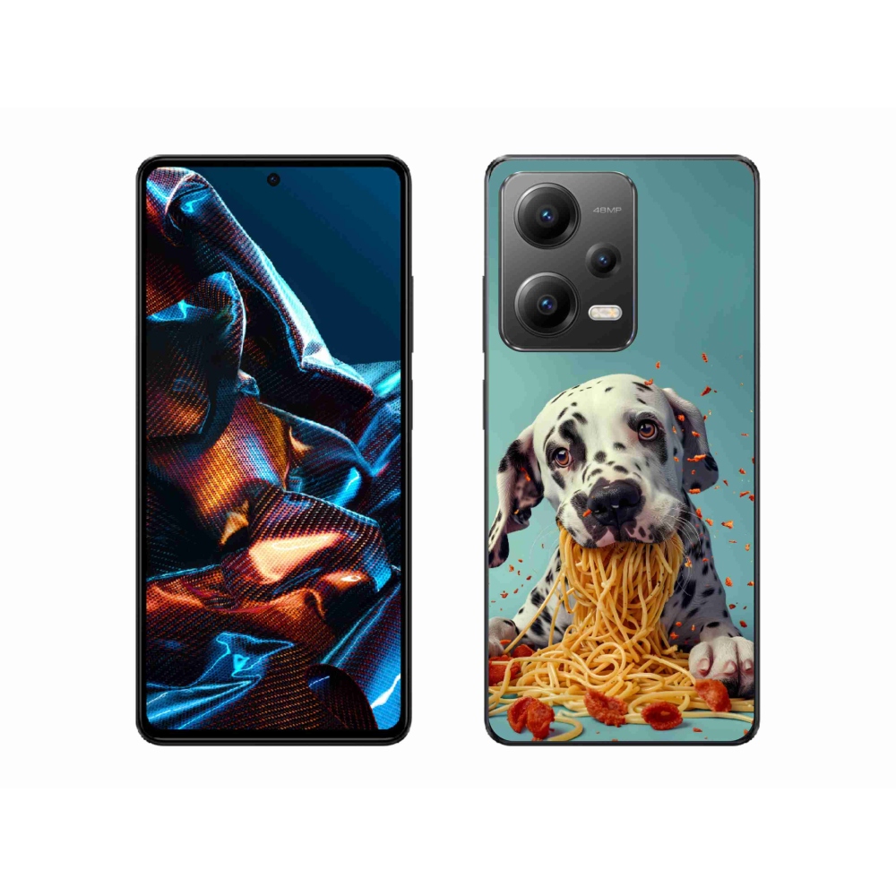 Gelový kryt mmCase na Xiaomi Redmi Note 12 Pro 5G - dalmatin a špagety