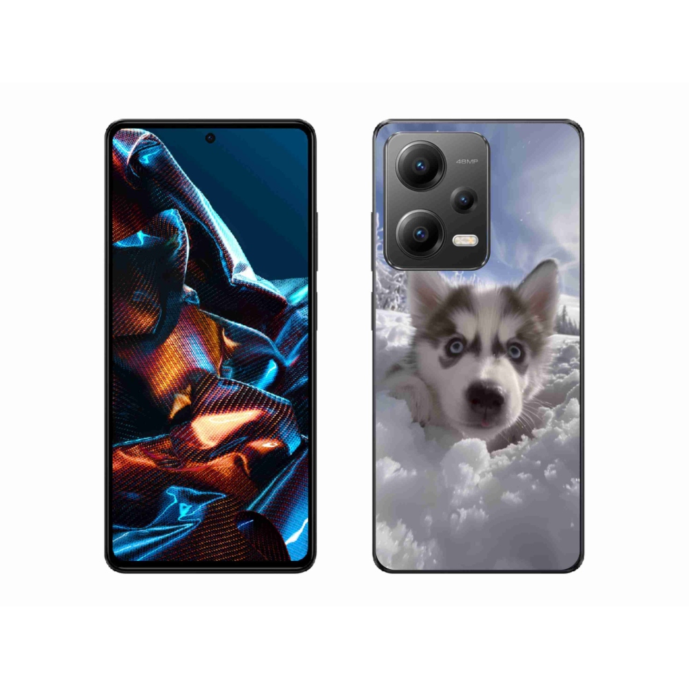 Gelový kryt mmCase na Xiaomi Redmi Note 12 Pro 5G - husky ve sněhu