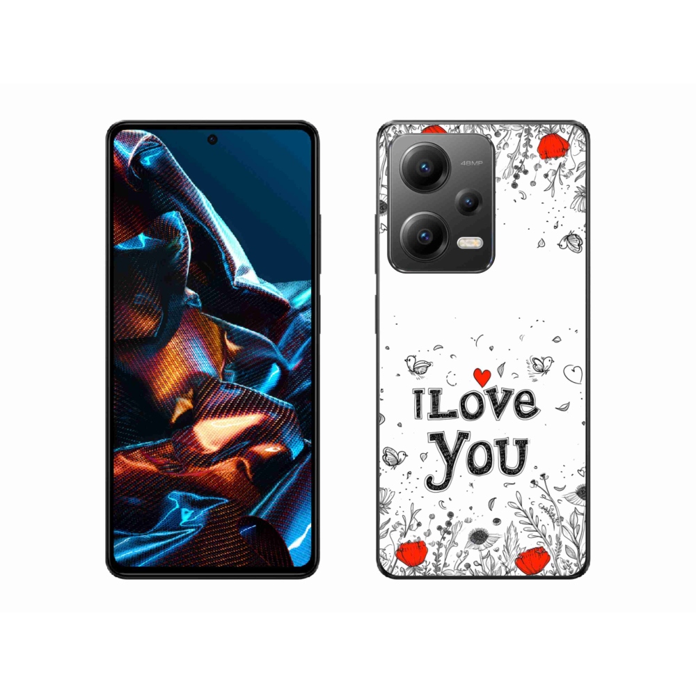 Gelový kryt mmCase na Xiaomi Redmi Note 12 Pro 5G - I love you bílé pozadí
