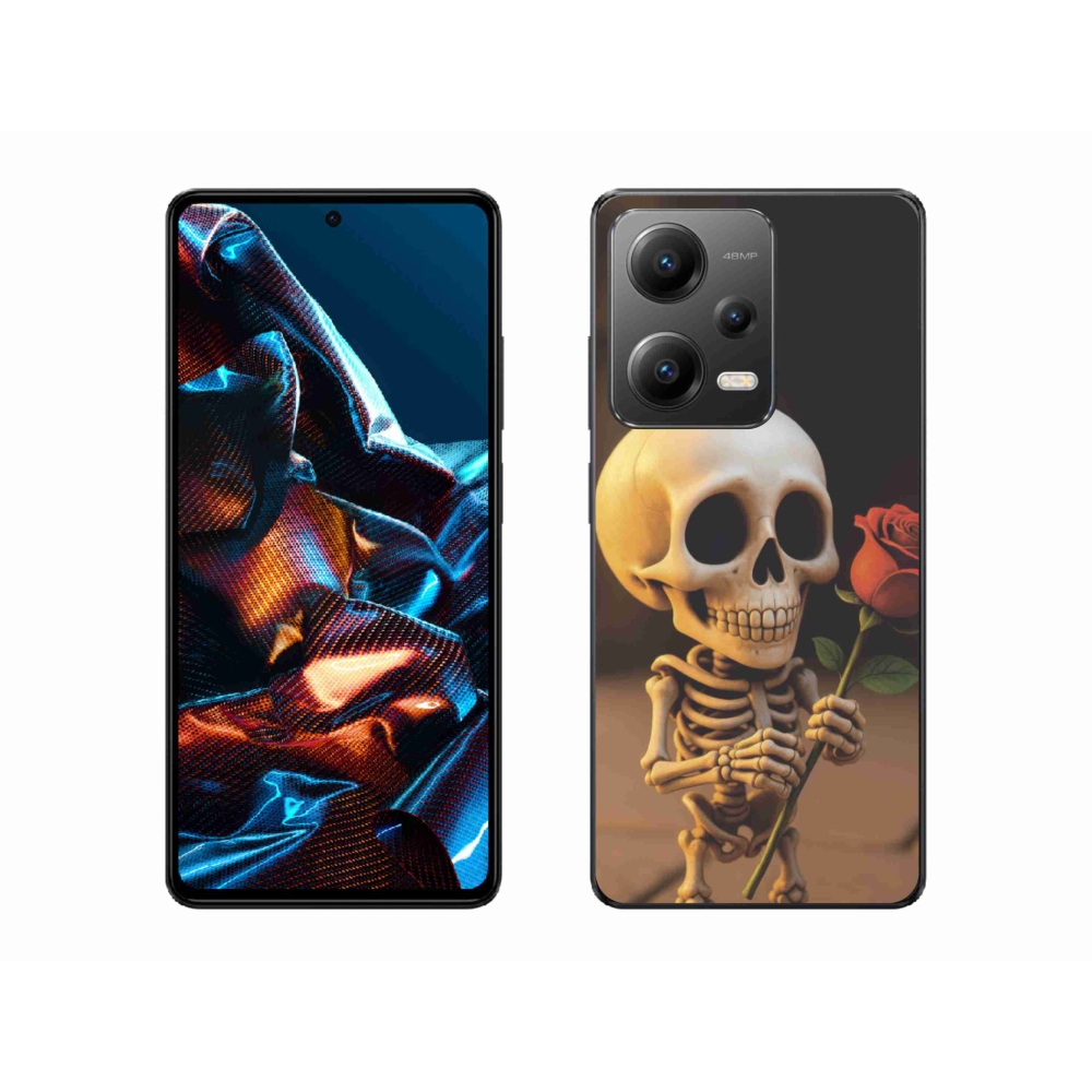 Gelový kryt mmCase na Xiaomi Redmi Note 12 Pro 5G - kostlivec s růží