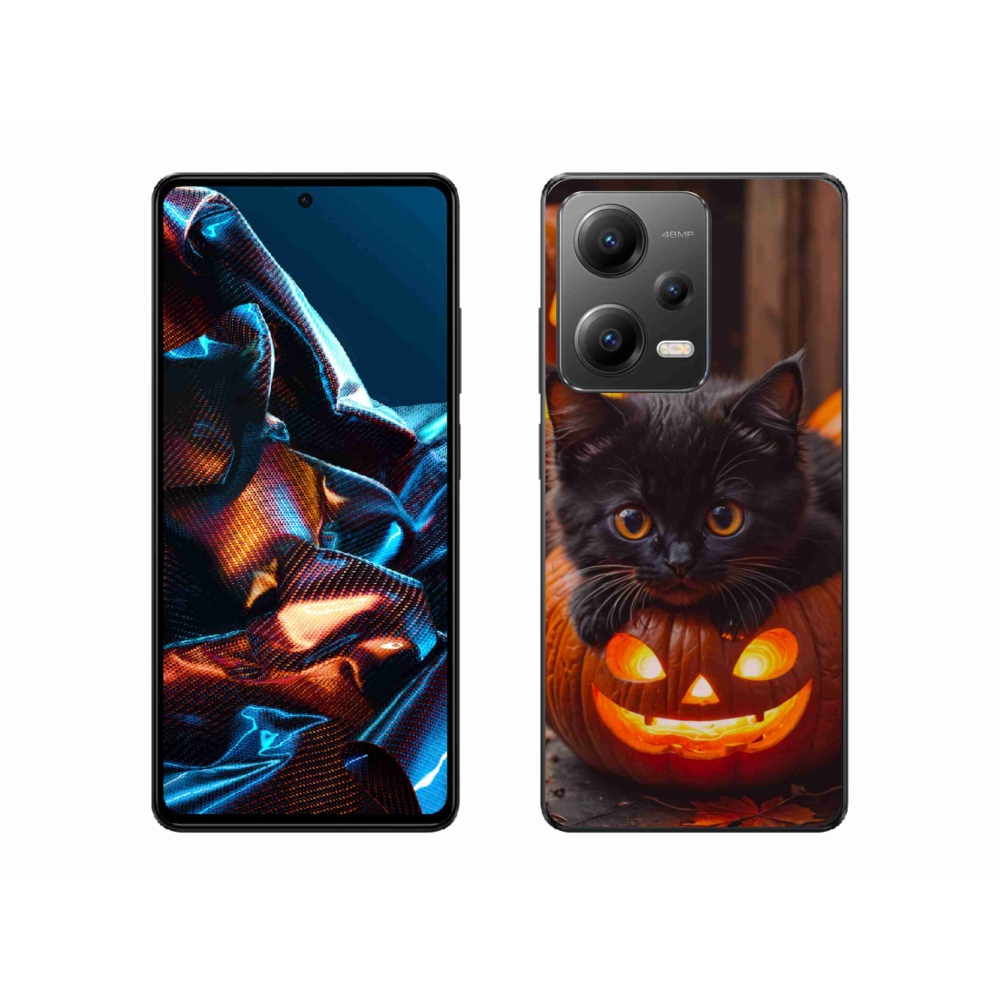 Gelový kryt mmCase na Xiaomi Redmi Note 12 Pro 5G - kotě a dýně