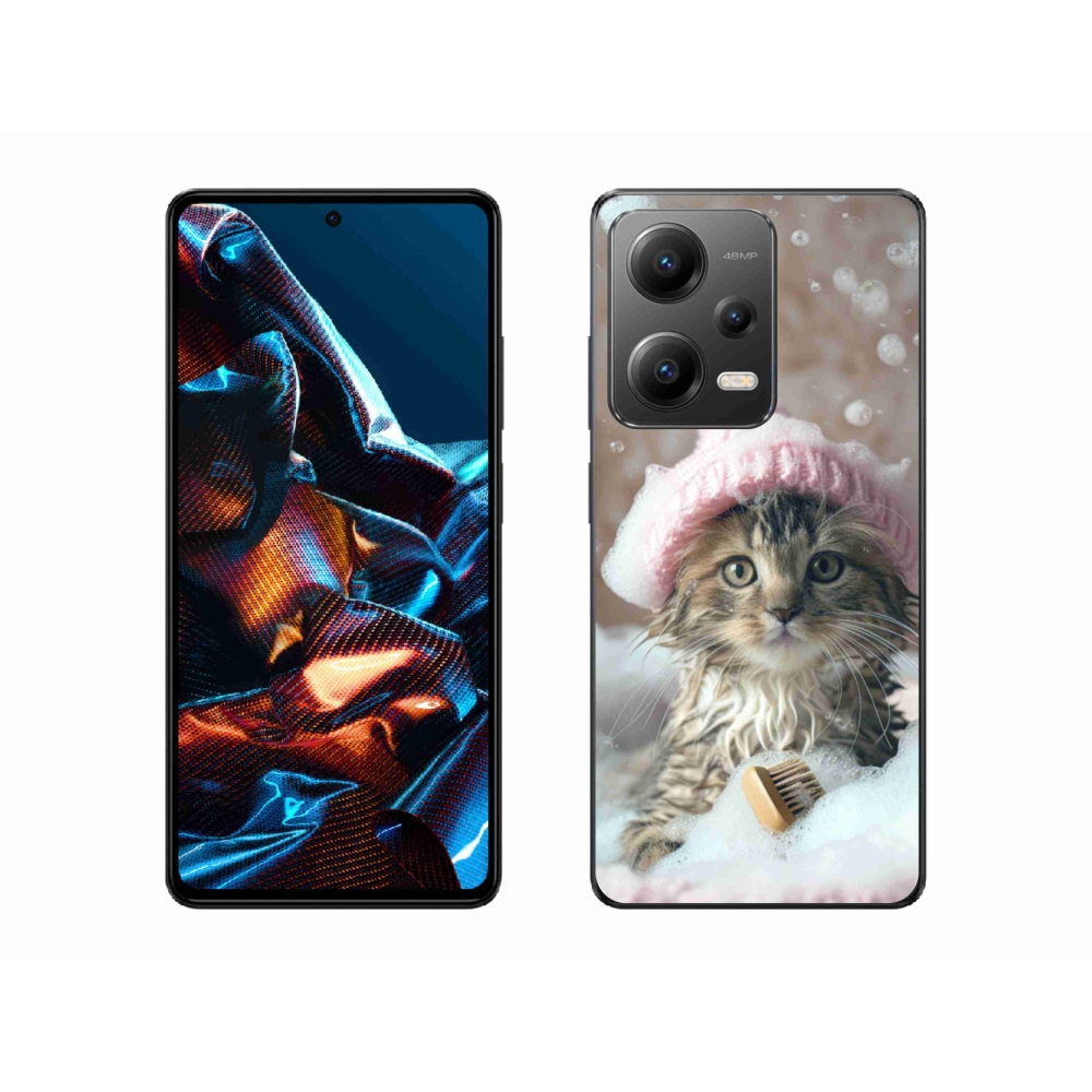 Gelový kryt mmCase na Xiaomi Redmi Note 12 Pro 5G - kotě a koupel