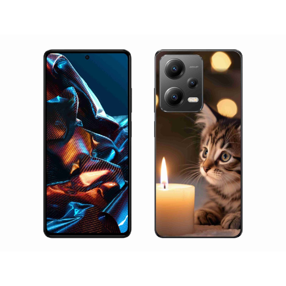 Gelový kryt mmCase na Xiaomi Redmi Note 12 Pro 5G - kotě a svíčka