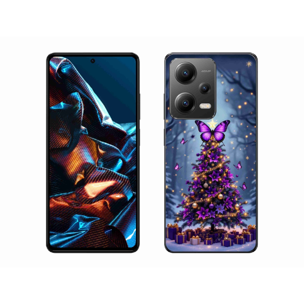Gelový kryt mmCase na Xiaomi Redmi Note 12 Pro 5G - motýlí vánoční stromek