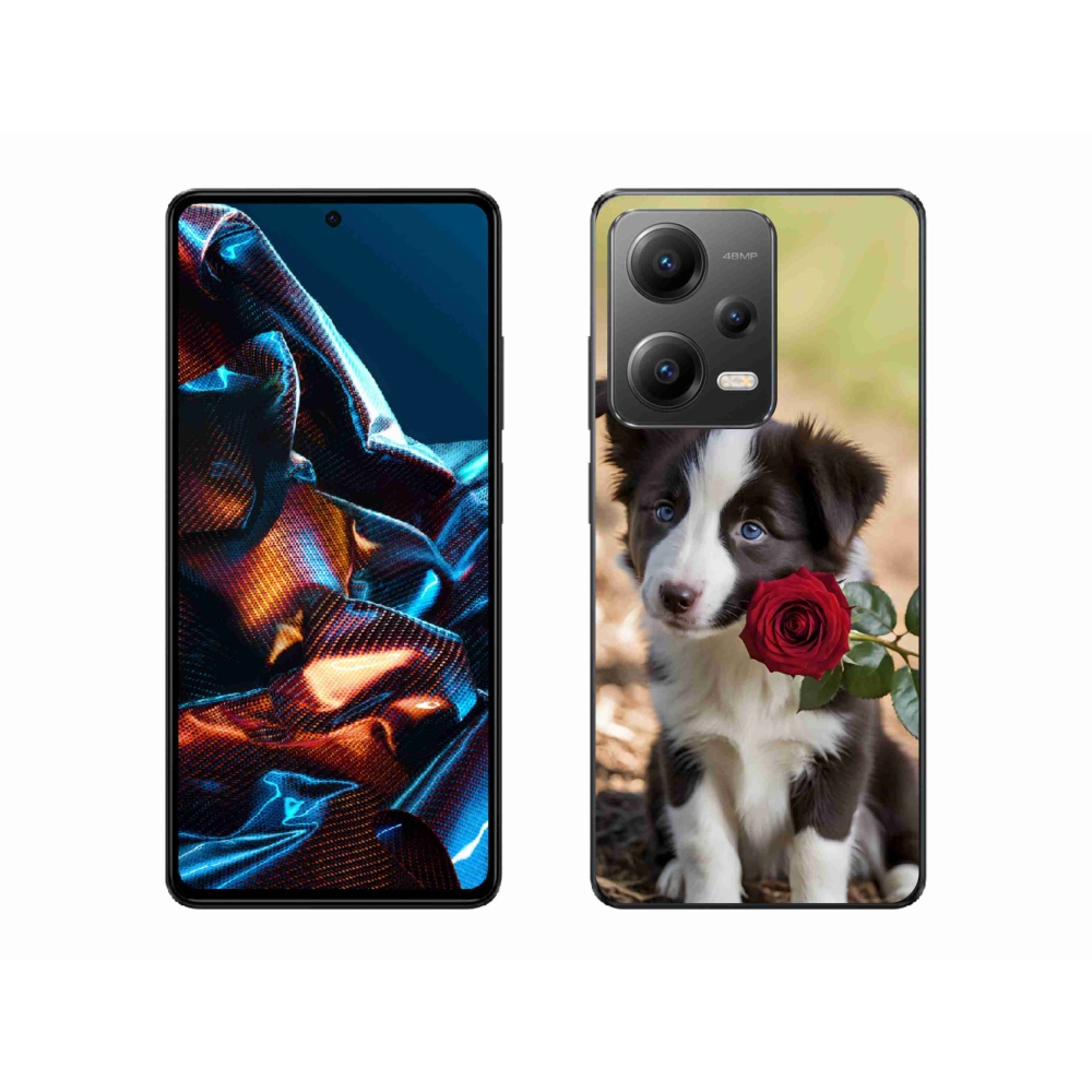 Gelový kryt mmCase na Xiaomi Redmi Note 12 Pro 5G - roztomilá border kolie s růží