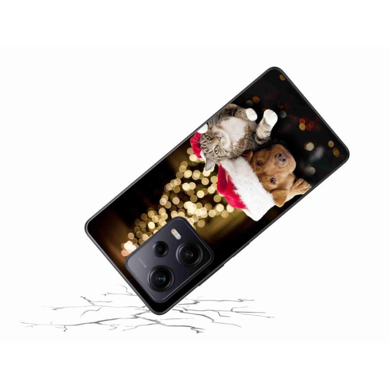 Gelový kryt mmCase na Xiaomi Redmi Note 12 Pro+ 5G - vánoční pes a kočka